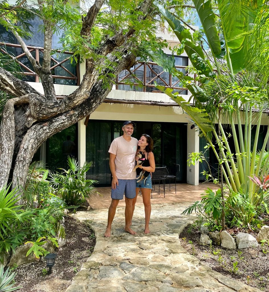 John And Sherry Standing At Arkah Airbnb in Akumal Mexico