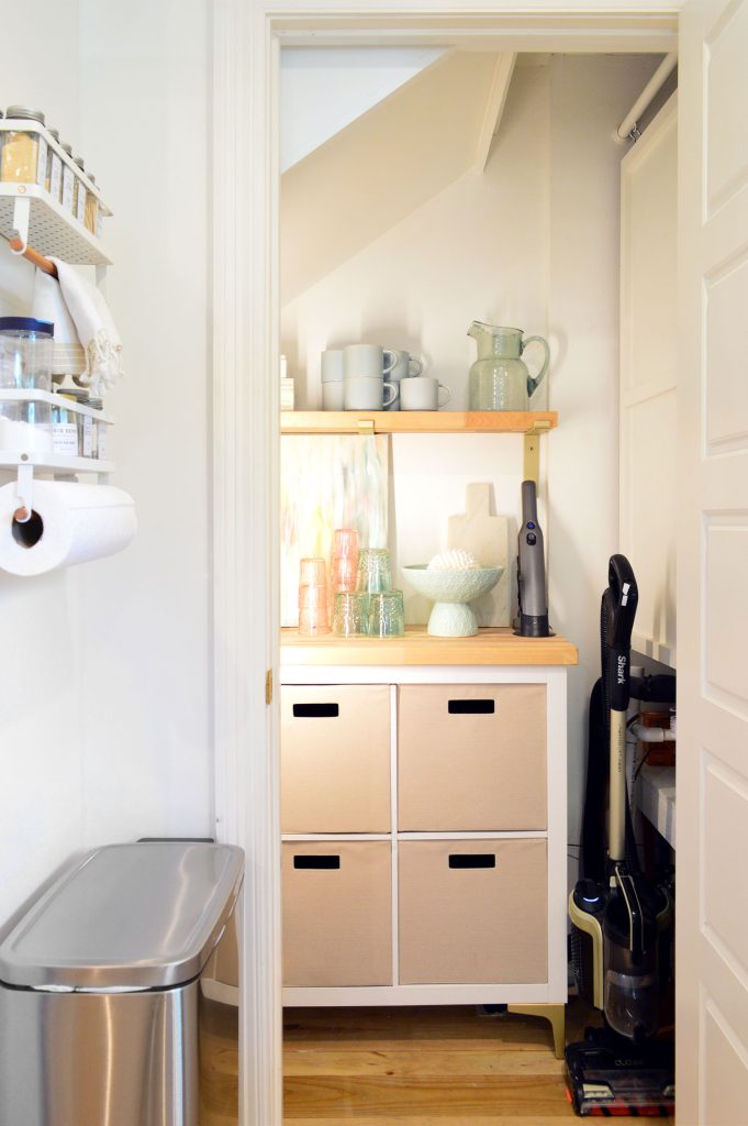 Utility Closet Storage With Bright Light On