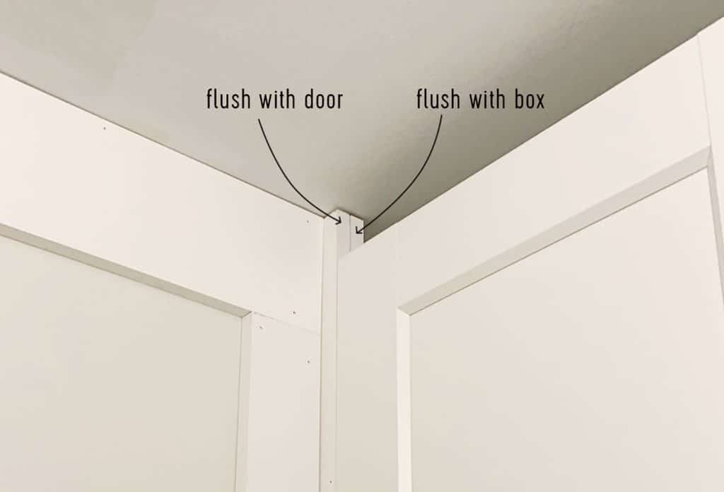Labeled Image of trim with one flush with the door and one flush with the box