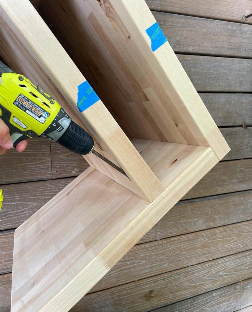 Attaching Shelf Inside Butcher Block Nightstand DIY Build