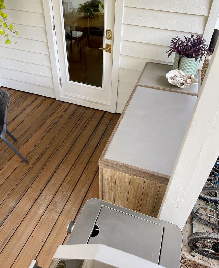 Overhead View Of West Elm Portside Outdoor Cabinet With Extra Counter Workspace