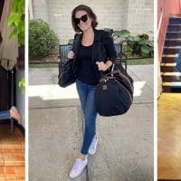 Three photos of Sherry In Different Outfits In Paris