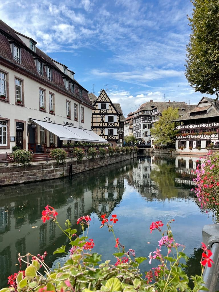 Strasborg France Scenic River With Tudor Buildings