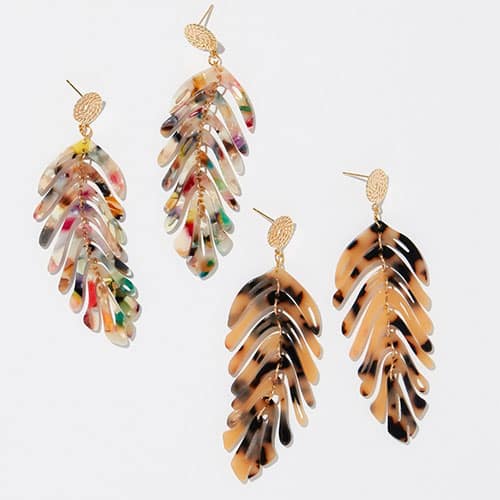 Colorful Monstera Resin Earrings