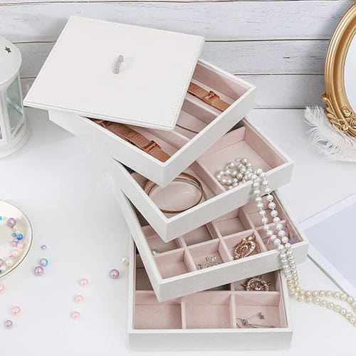 Pink And White Stacked Jewelry Organizer