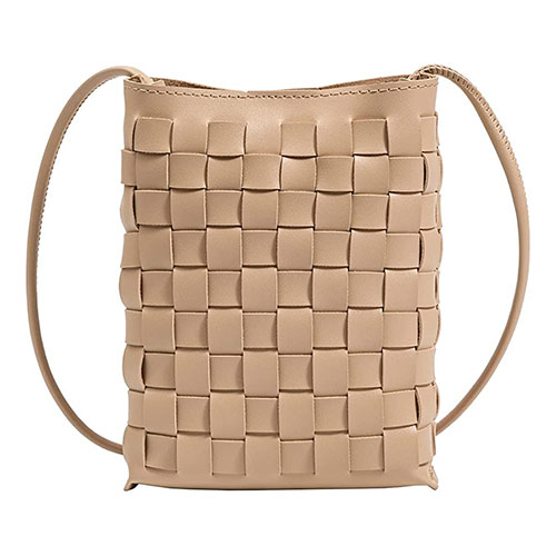 Faux Leather Woven Crossbody Bag
