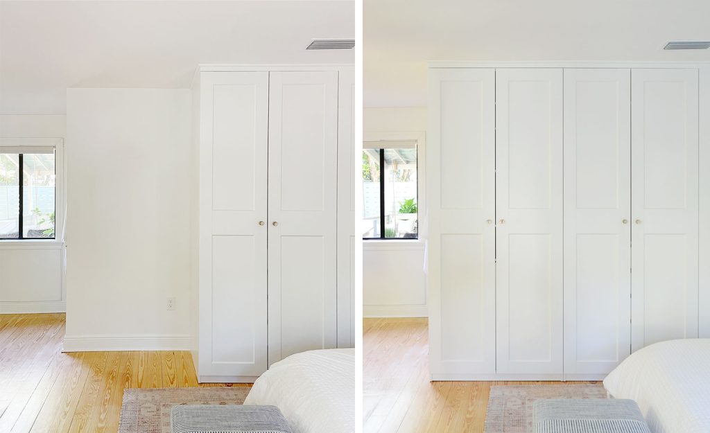 Before And After Of Added Ikea Pax Wardrobe In Bedroom