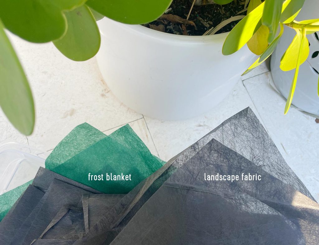 Landscape Fabric Side By Side With Plant Frost Blanket