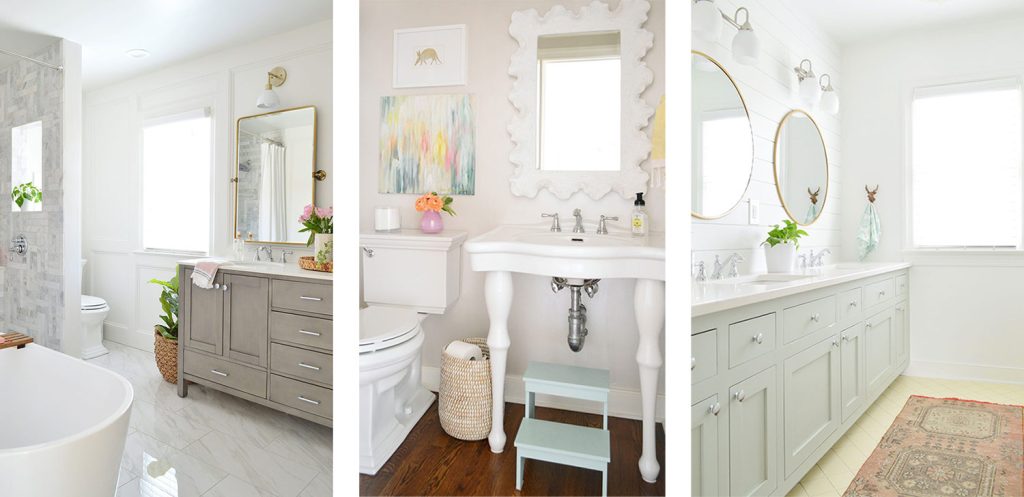 Collage of three bathrooms in previous home