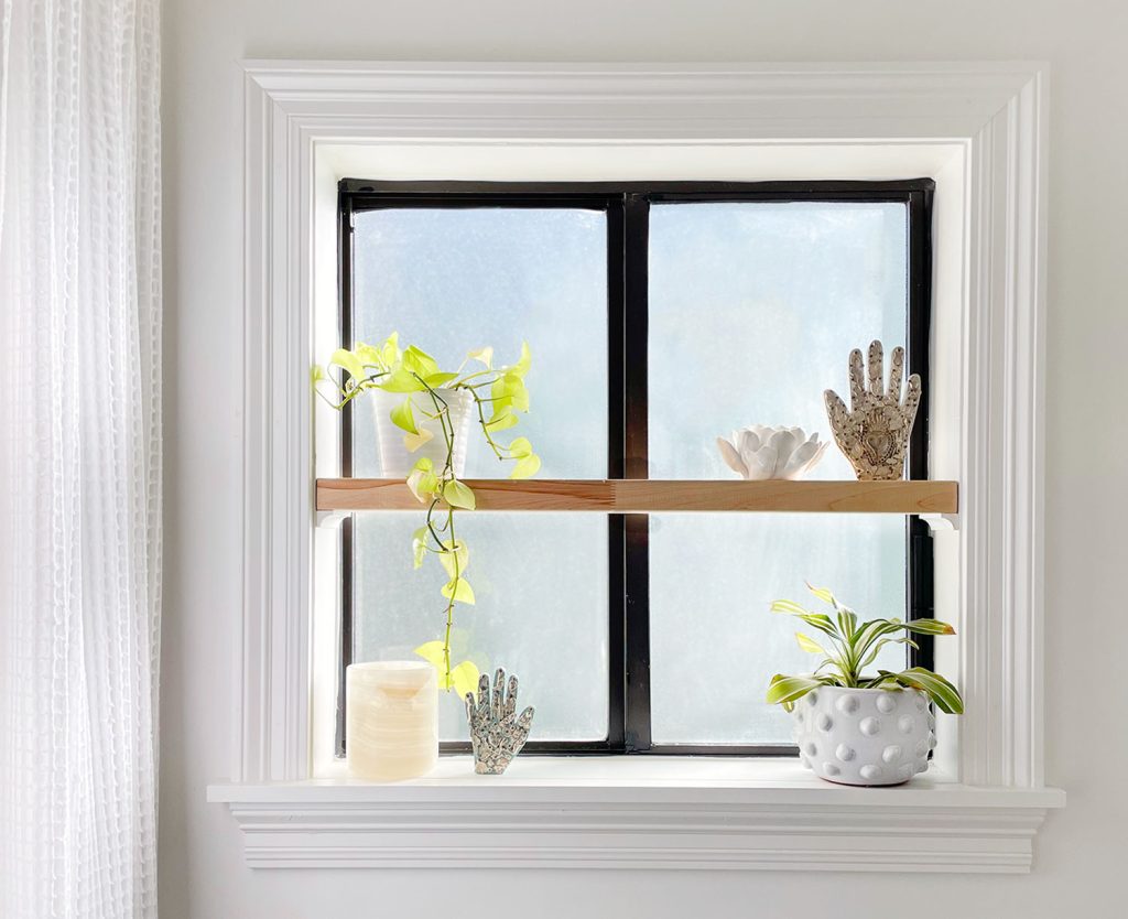 Bathroom Floating Shelf Featured Image Including A Floating Shelf To A Window Frosted Bathroom Window With Floating Wood Shelf In Sill