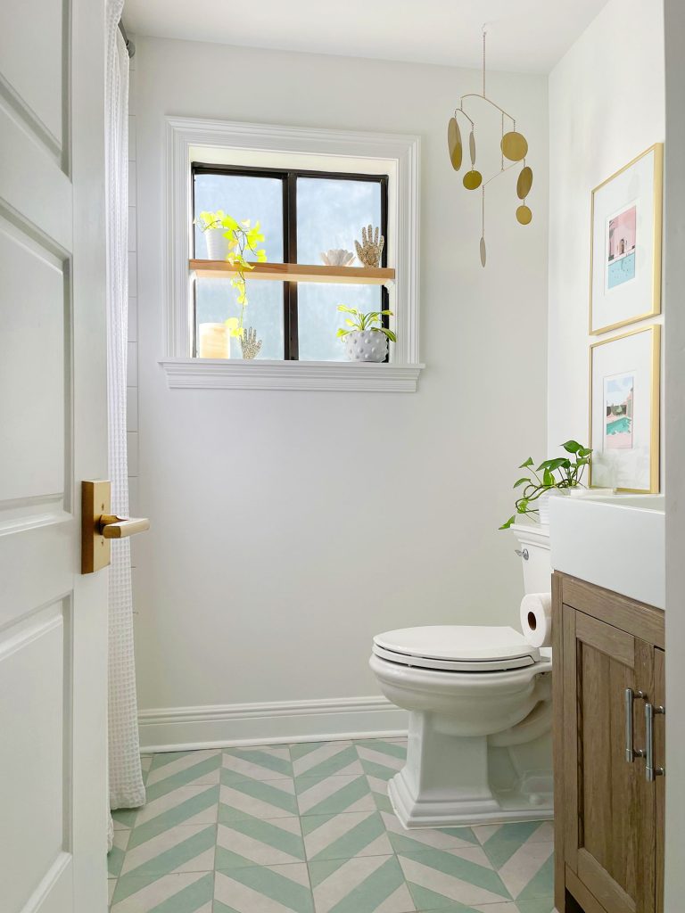 Bathroom Floating Shelf Full Including A Floating Shelf To A Window Modern White Bathroom With Mint Chevron Floor And Floating Wood Shelf In Window