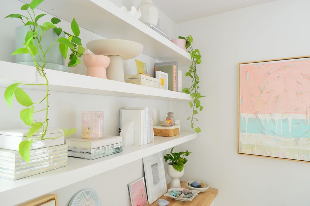 Bedroom Floating Shelf Angle Including Ikea Floating Cabinets To Our Bed room Side View of Three Ikea Lack Floating Shelves With Modern Pink Painting