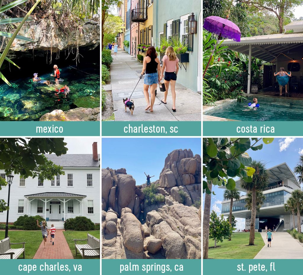 Collage of Family Vacations In Tropical And Urban Locales