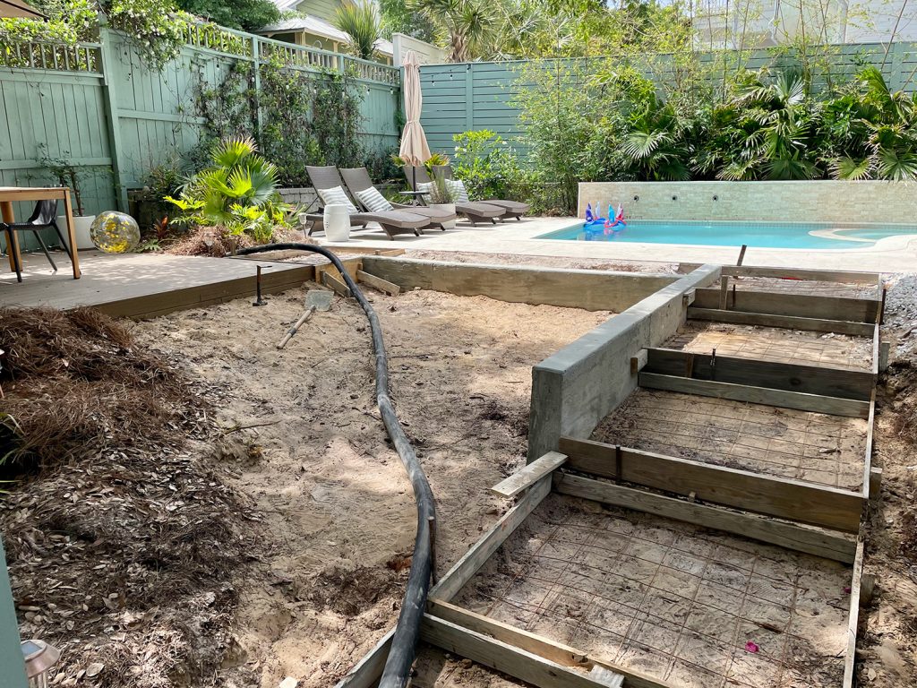 Framed Steps For Backyard Pool Area Before Concrete Paver Pouring