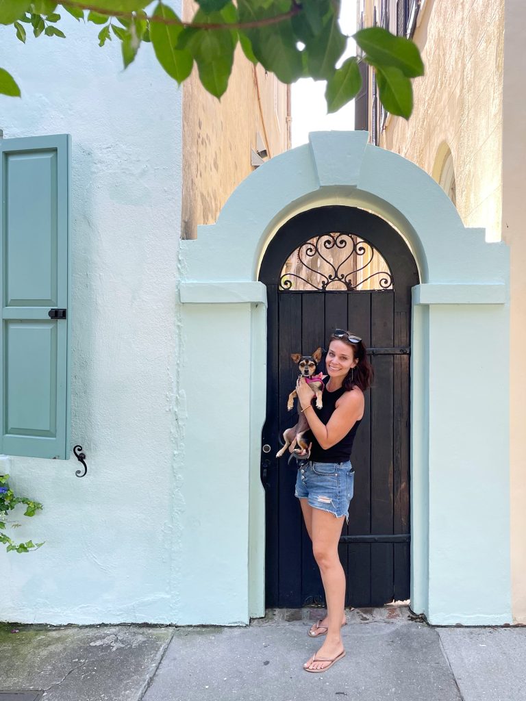 Sherry With Penny The Chorkie At Rainbow Row In Charleston South Carolina