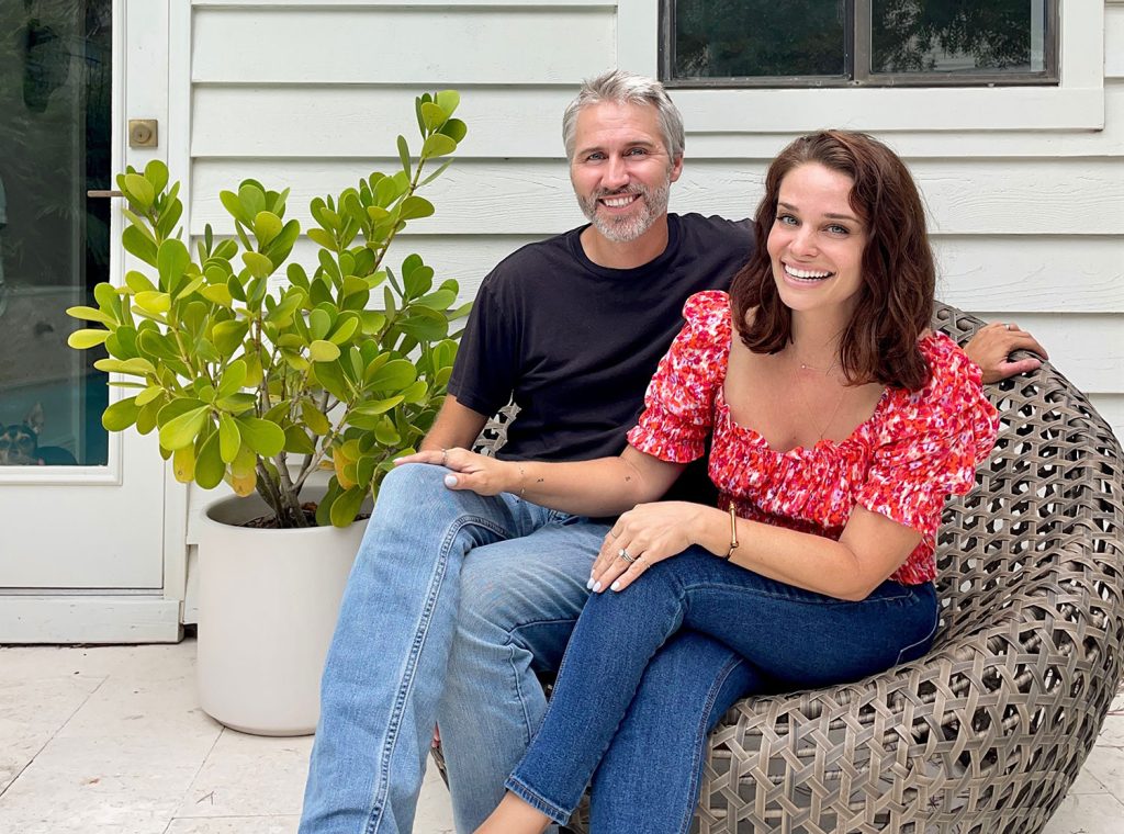 John And Sherry Sitting On Woven Nest Chair