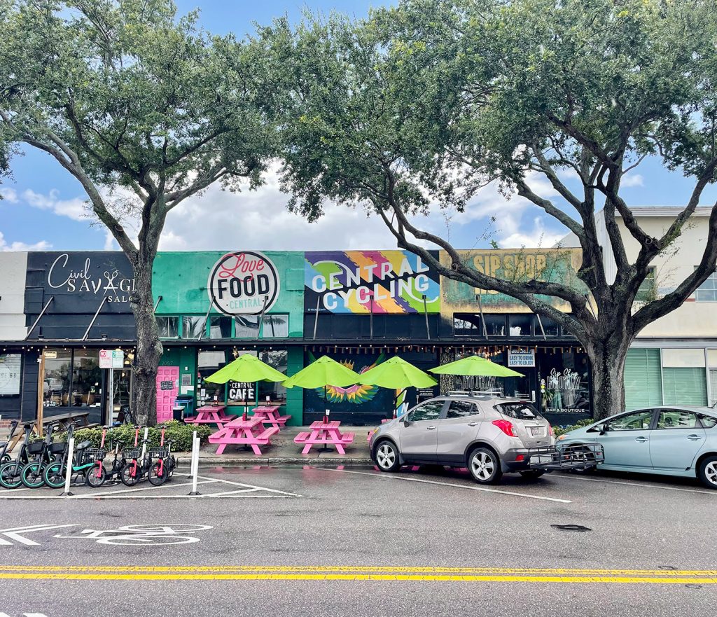 Colorful Street front Buildings On Central Avenue in Saint Petersburg Florida