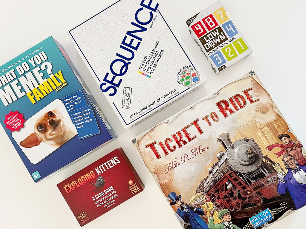 All Time Favorite Family Board Games What Do You Meme Family Sequence Exploding Kittens Ticket To Ride Low Down
