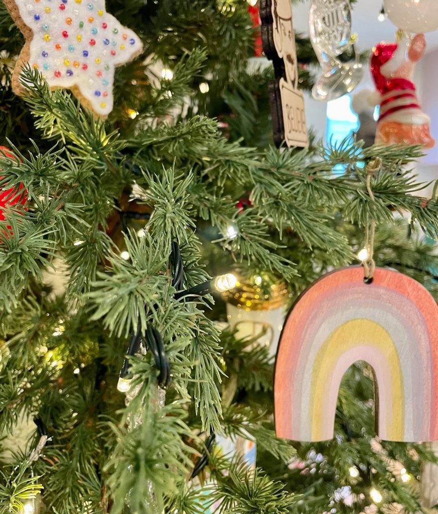 Detail Photo of Warm White LED Christmas Tree Lights on Faux Tree