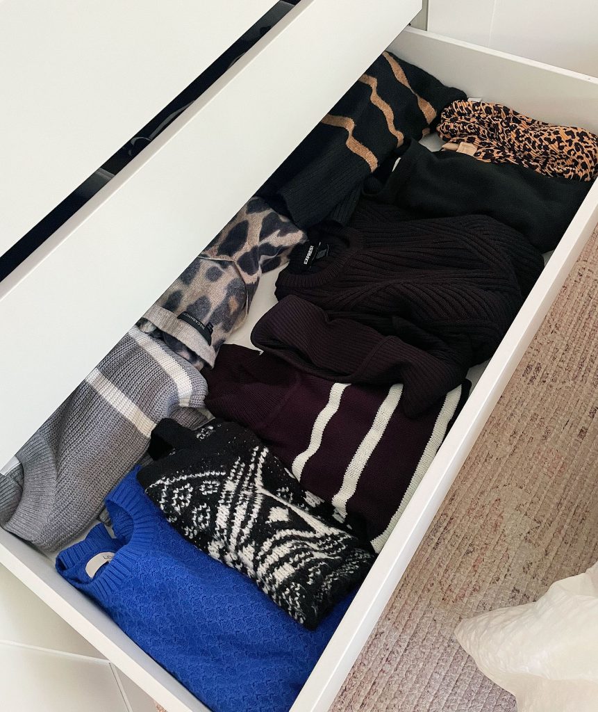 Ikea Pax Wardrobe Closet Open Drawer With Womens Sweaters