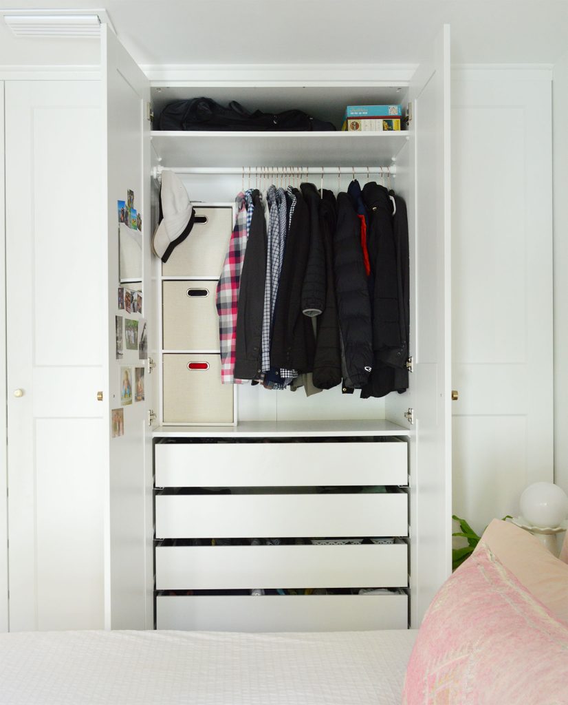 Open Ikea Pax Closet Wardrobe With Mens Clothing
