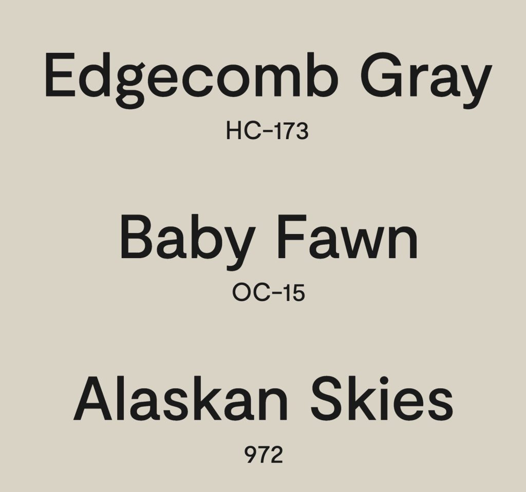 Alternate Names for Benjamin Moore Edgecomb Gray Baby Fawn Alaskan Skies