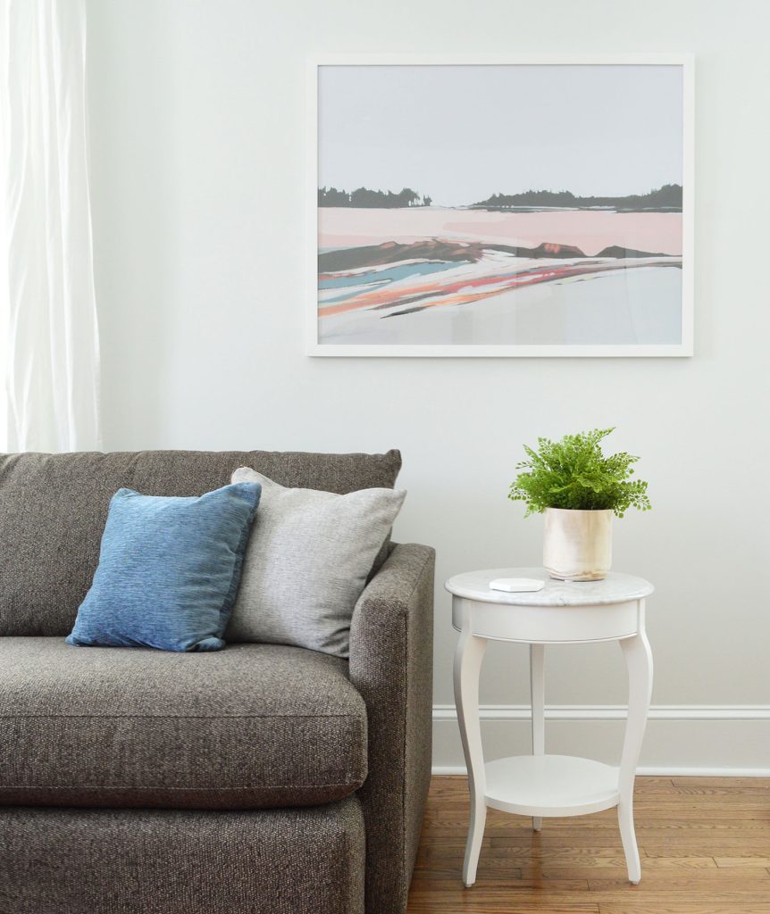 Simply Living Room Image With Couch Side Table Spare White Walls Extra White Trim