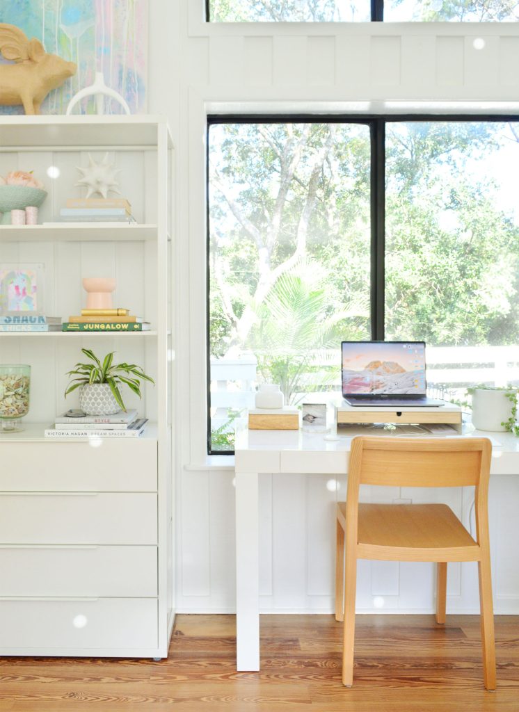 Home Office With Large Window And SW Pure White Walls