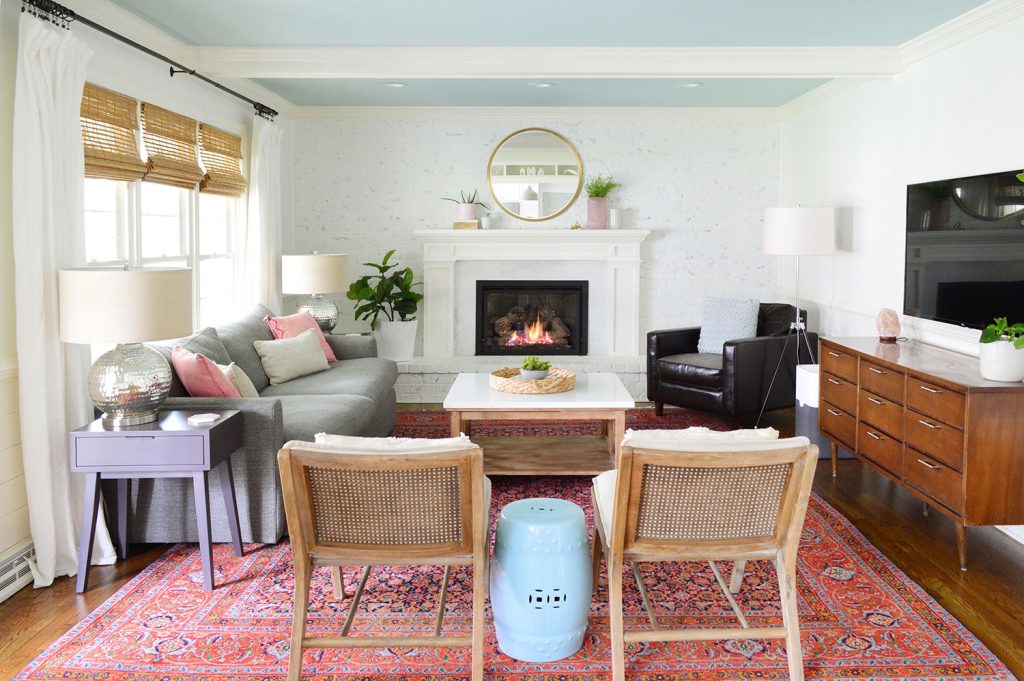 Modern Traditional Living Room With BM Simply White Walls And Trim