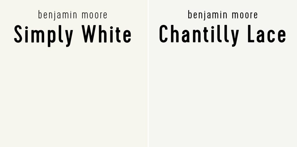 Benjamin Moore Simply White vs Chantilly Lace