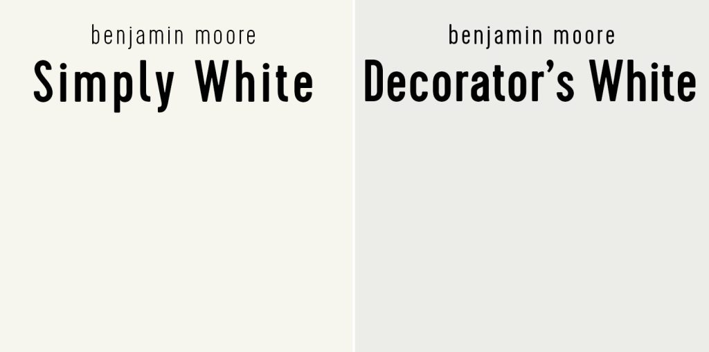 Benjamin Moore Simply White vs Decorator's White
