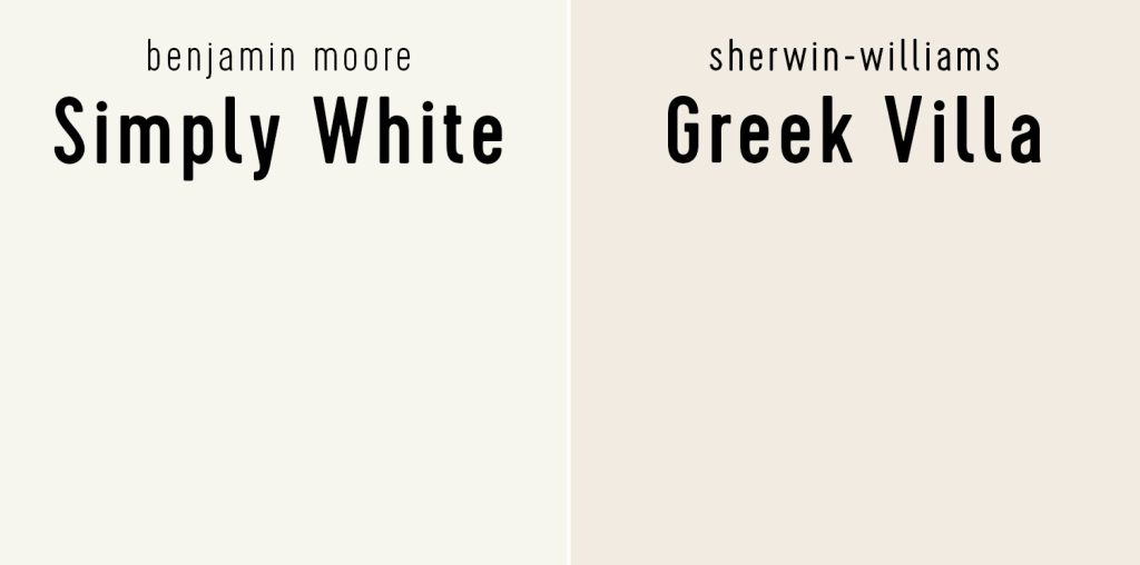 Benjamin Moore Simply White vs Sherwin Williams Greek Villa