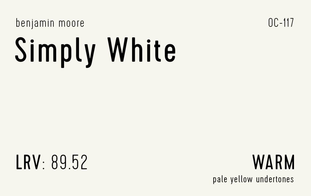 Benjamin Moore Simply White Swatch With Paint Info LRV Undertone