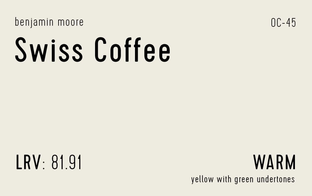 Benjamin Moore Swiss Coffee Swatch With Paint Info LRV Undertone
