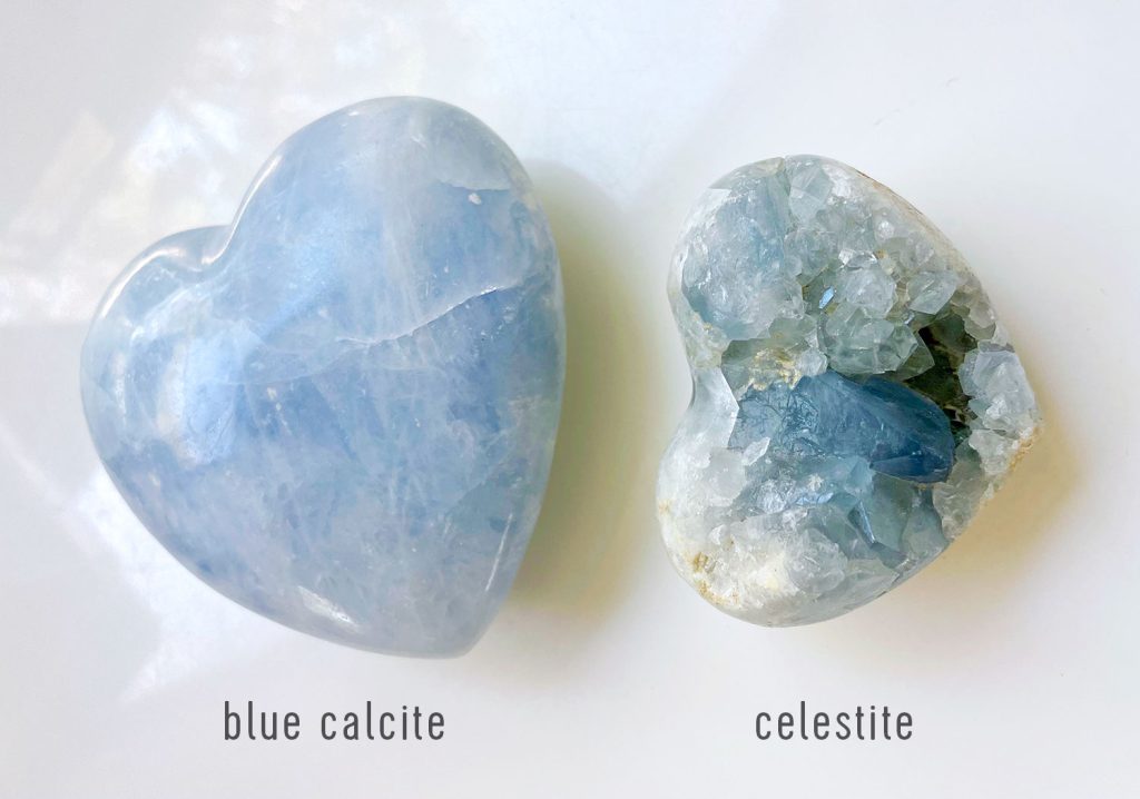 Blue Calcite Vs Celestite Side By Side