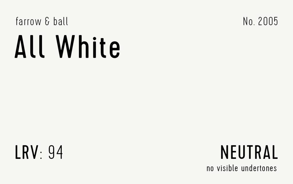 Farrow & Ball All White Swatch With Paint Info LRV Undertone