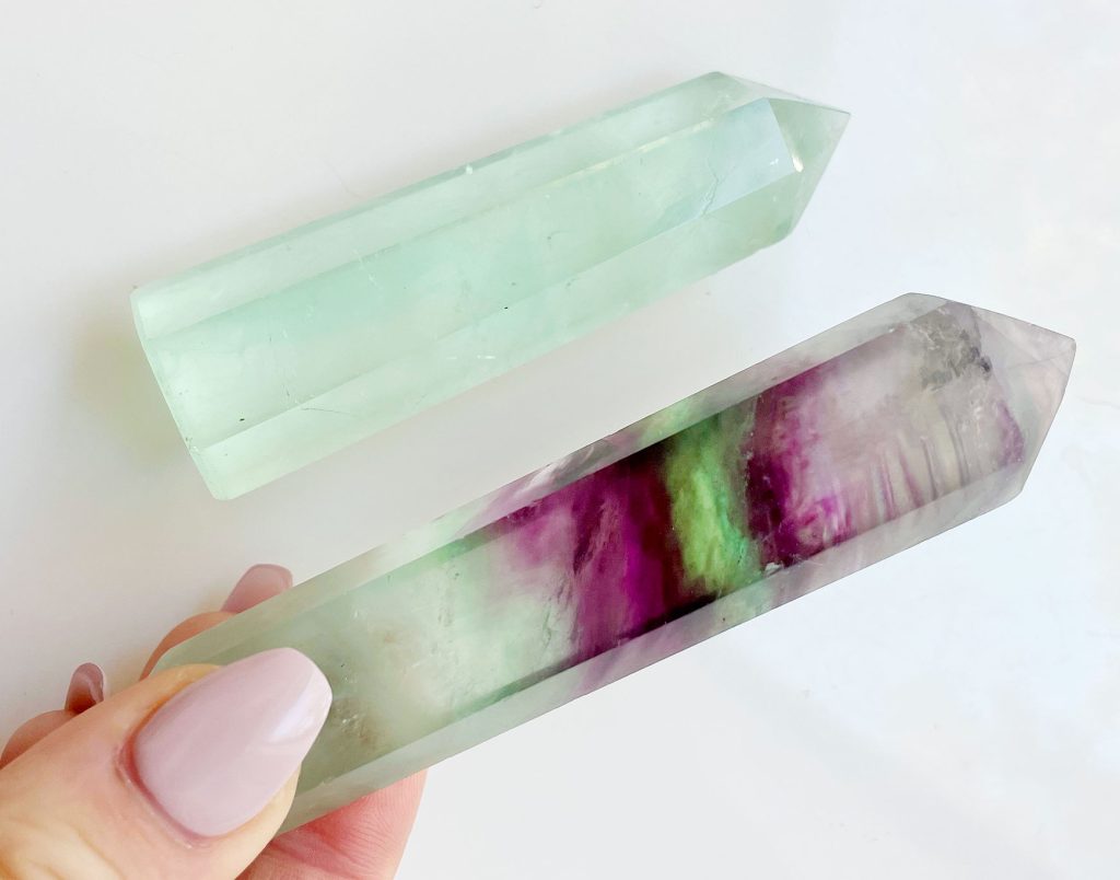 Fluorite Crystal Points With Rainbow Banding