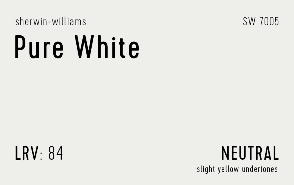 Sherwin Williams Pure White Swatch With Paint Info LRV Undertone