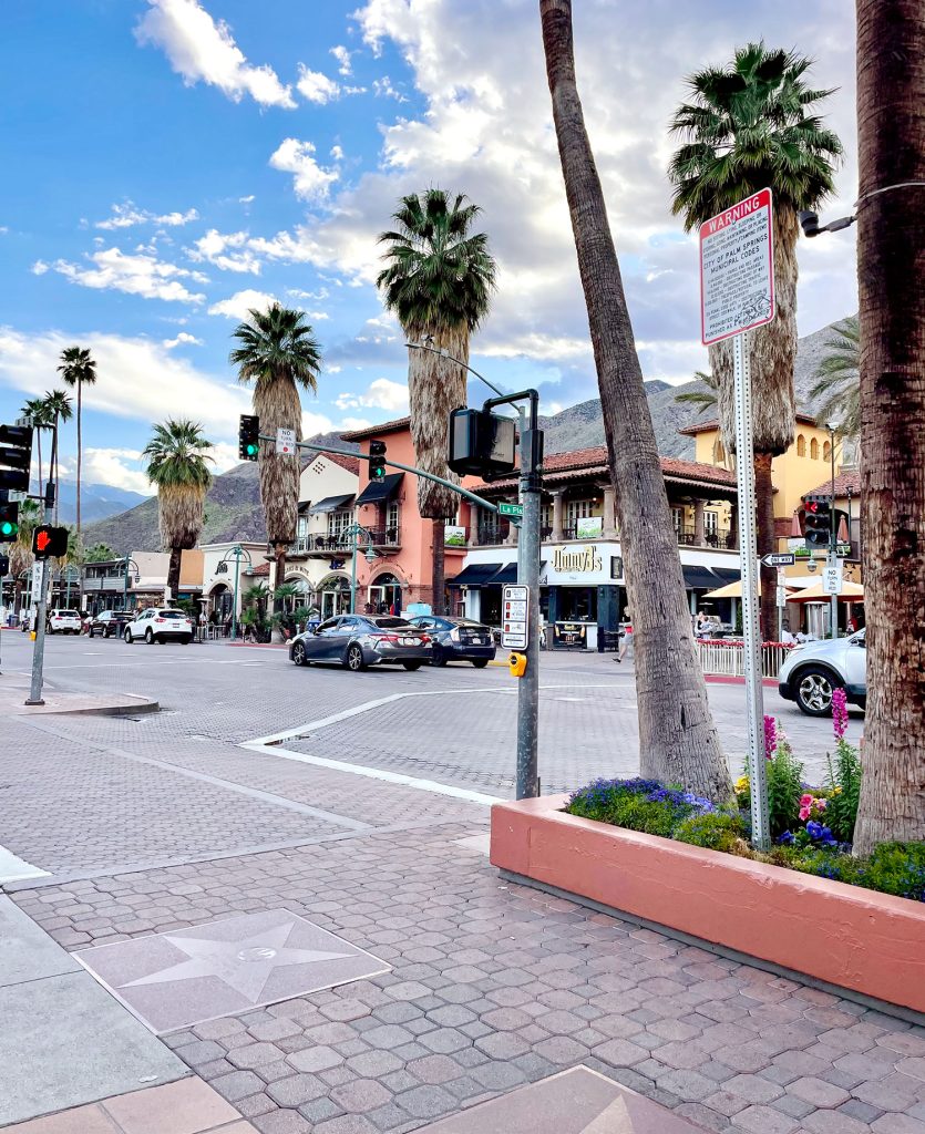 Downtown Palm Springs Shopping District At Sunset