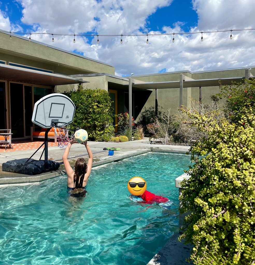 Kids Playing In Airbnb Pool In Palm Springs