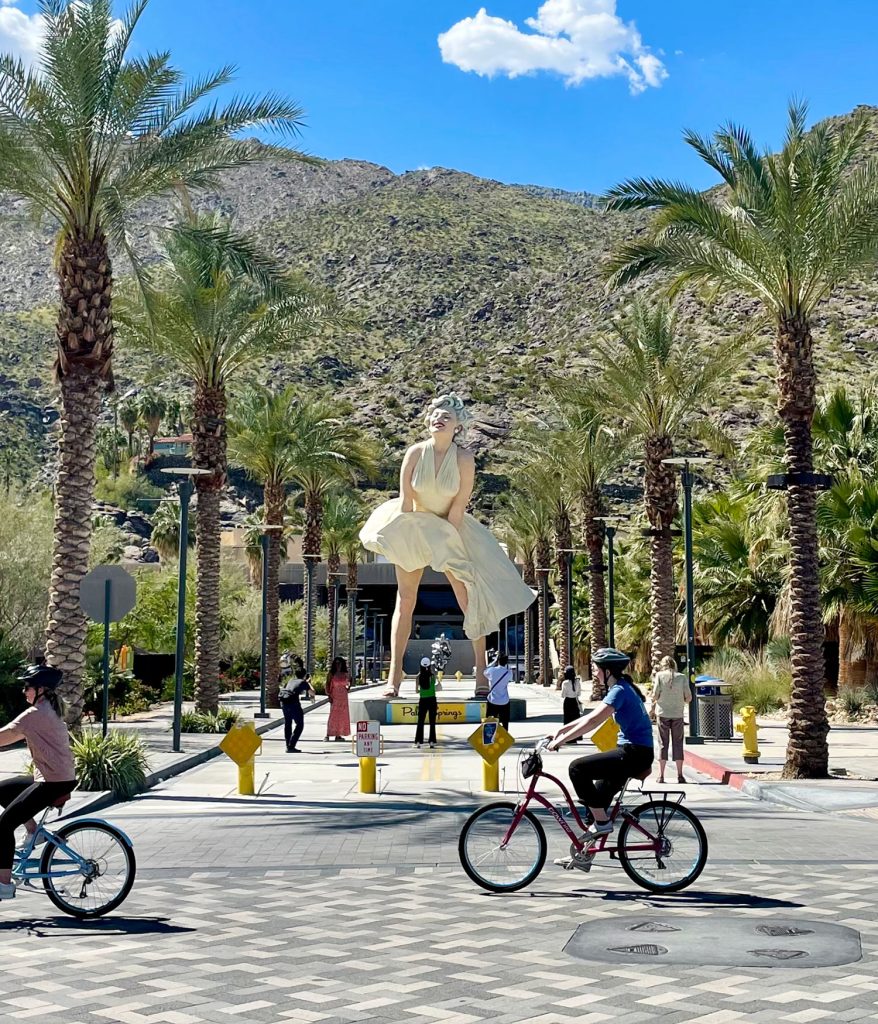 Marilyn Monroe Statue At Palm Springs Art Museum With Bikes In Foreground