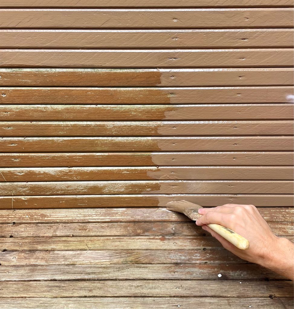 Applying Behr Solid Stain With Brush On Outdoor Shower