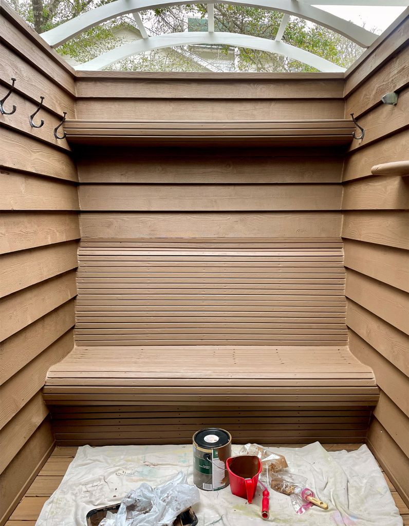 Outdoor Shower With Behr Premium Solid Stain Tugboat Color