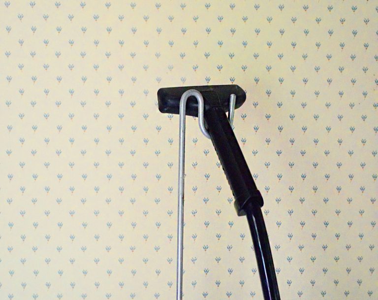 Garment Steamer In Front Of Old Wallpaper