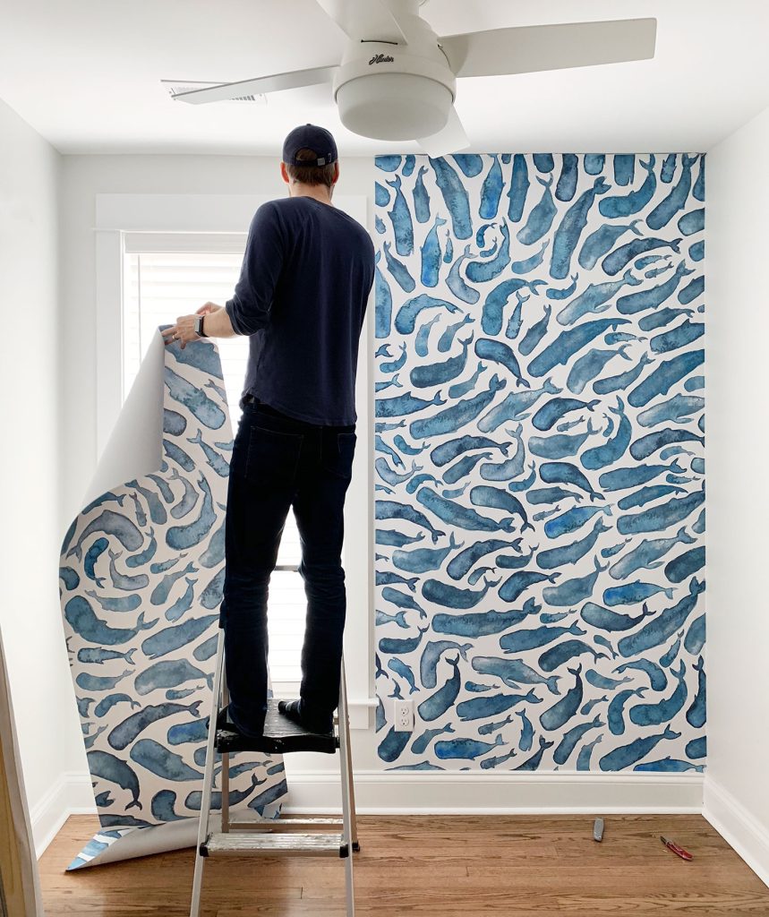 John Hanging Whale Wallpaper Mural In Small Room