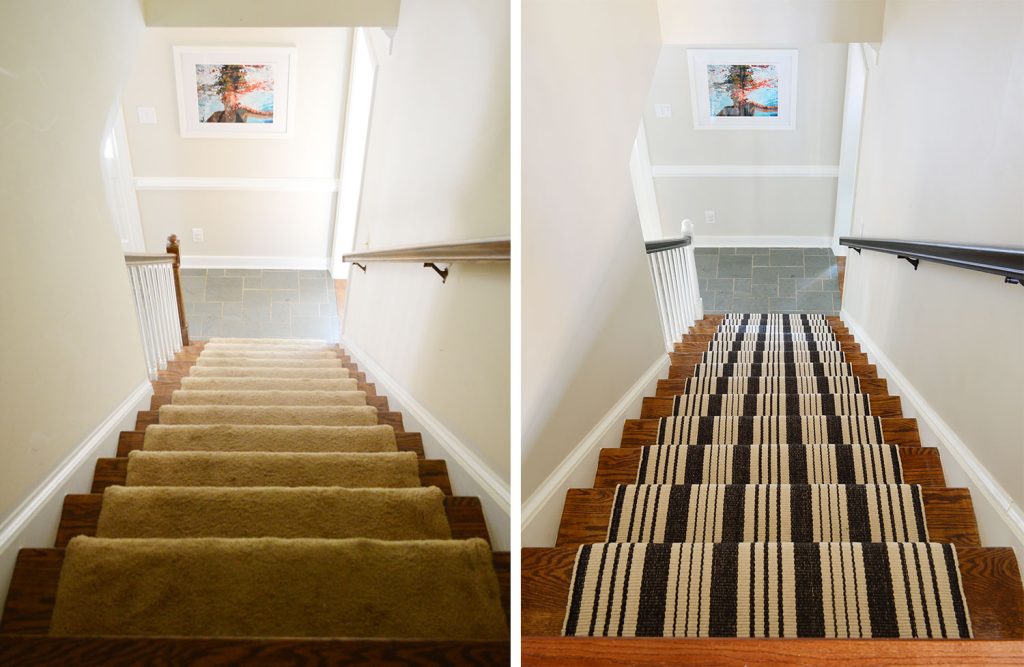 Before And After of Stair Runner From Top of Stairs