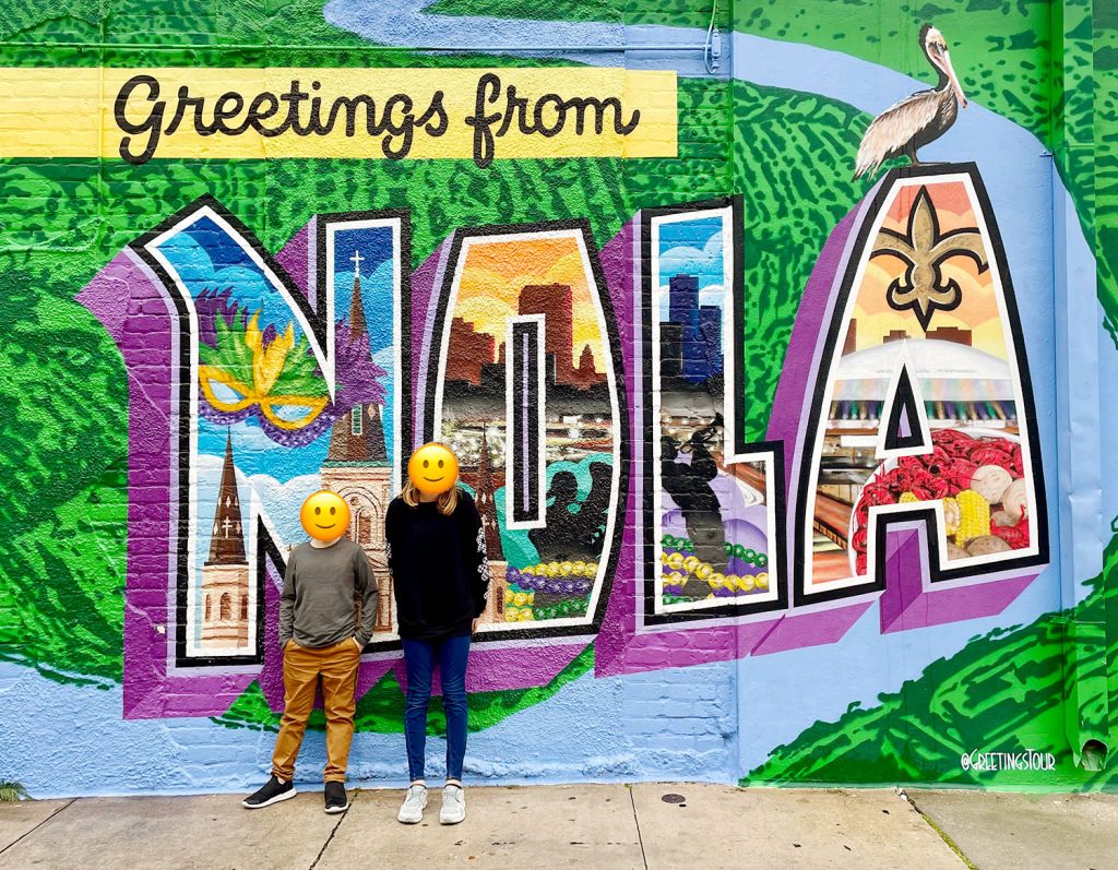 Greeting From Nola Mural With Kids