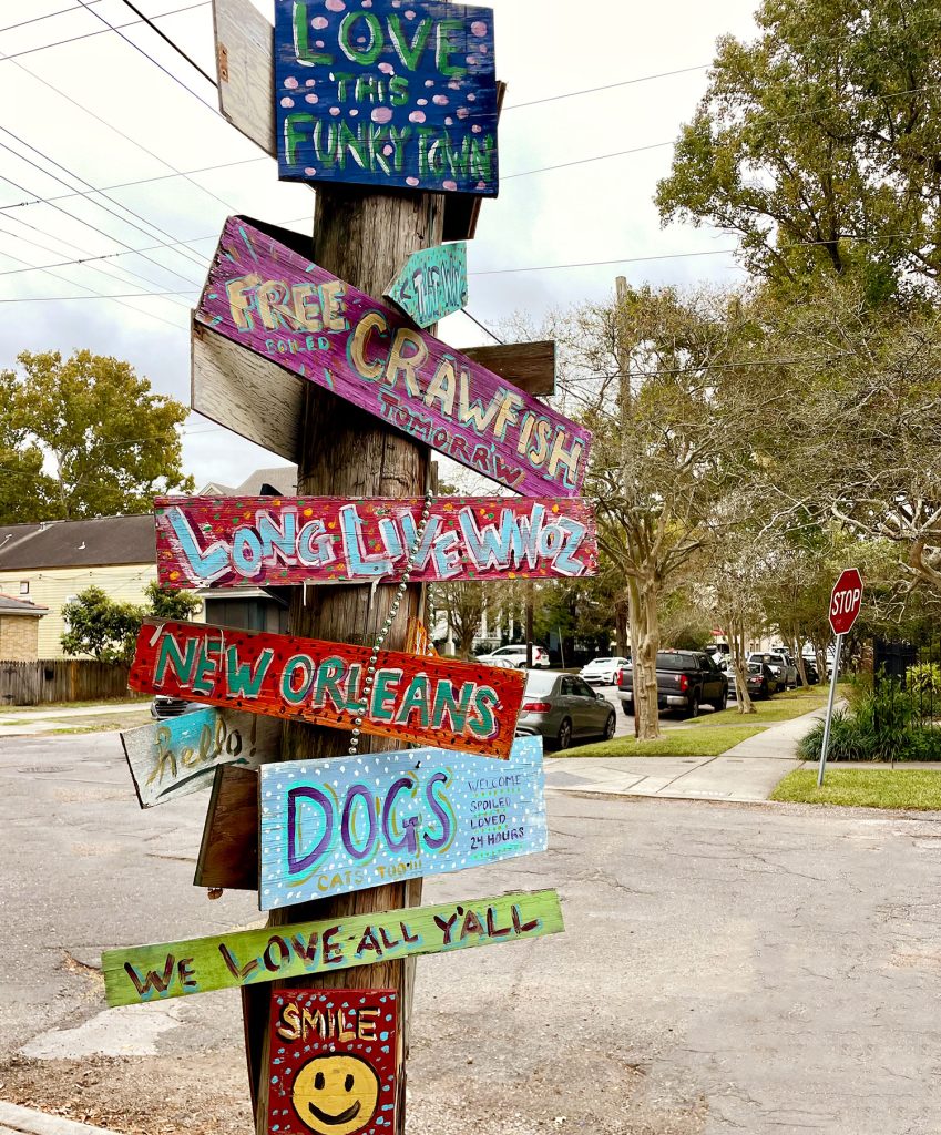 Colorful Painted Signs On Street Post In New Olreans Garden Distrcit