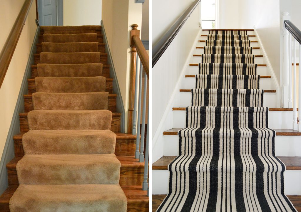 Striped Stair Runner Before And After