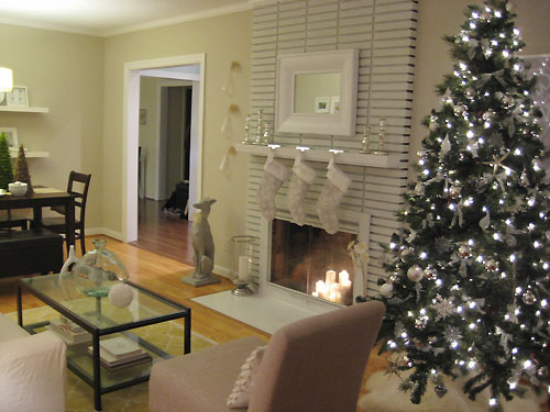 Silver Decorated Christmas Tree In First House